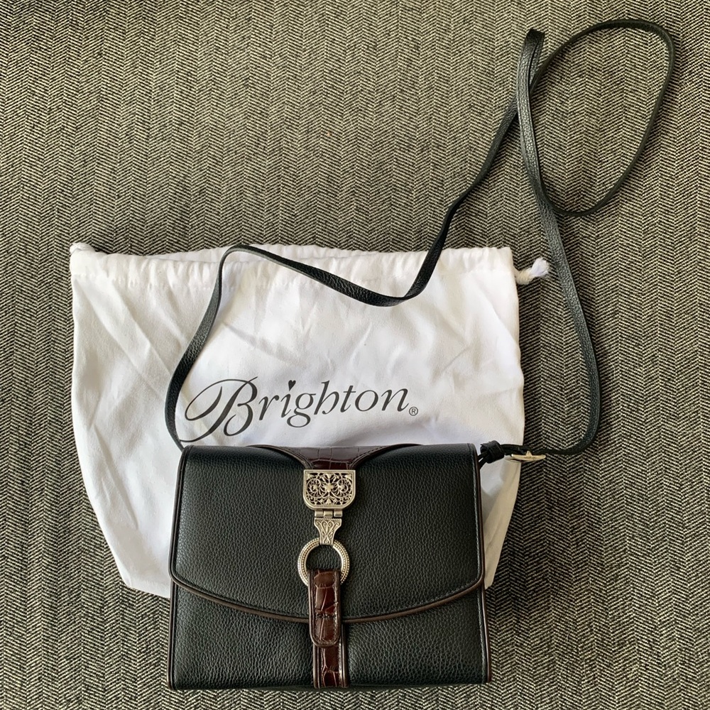 Brighton Black Leather Crossbody Bag